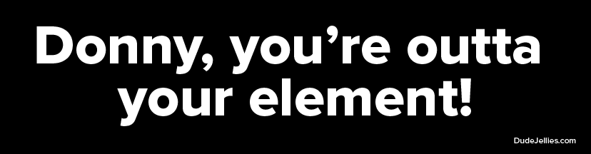 Donny, you're outta your element! Bumper Sticker